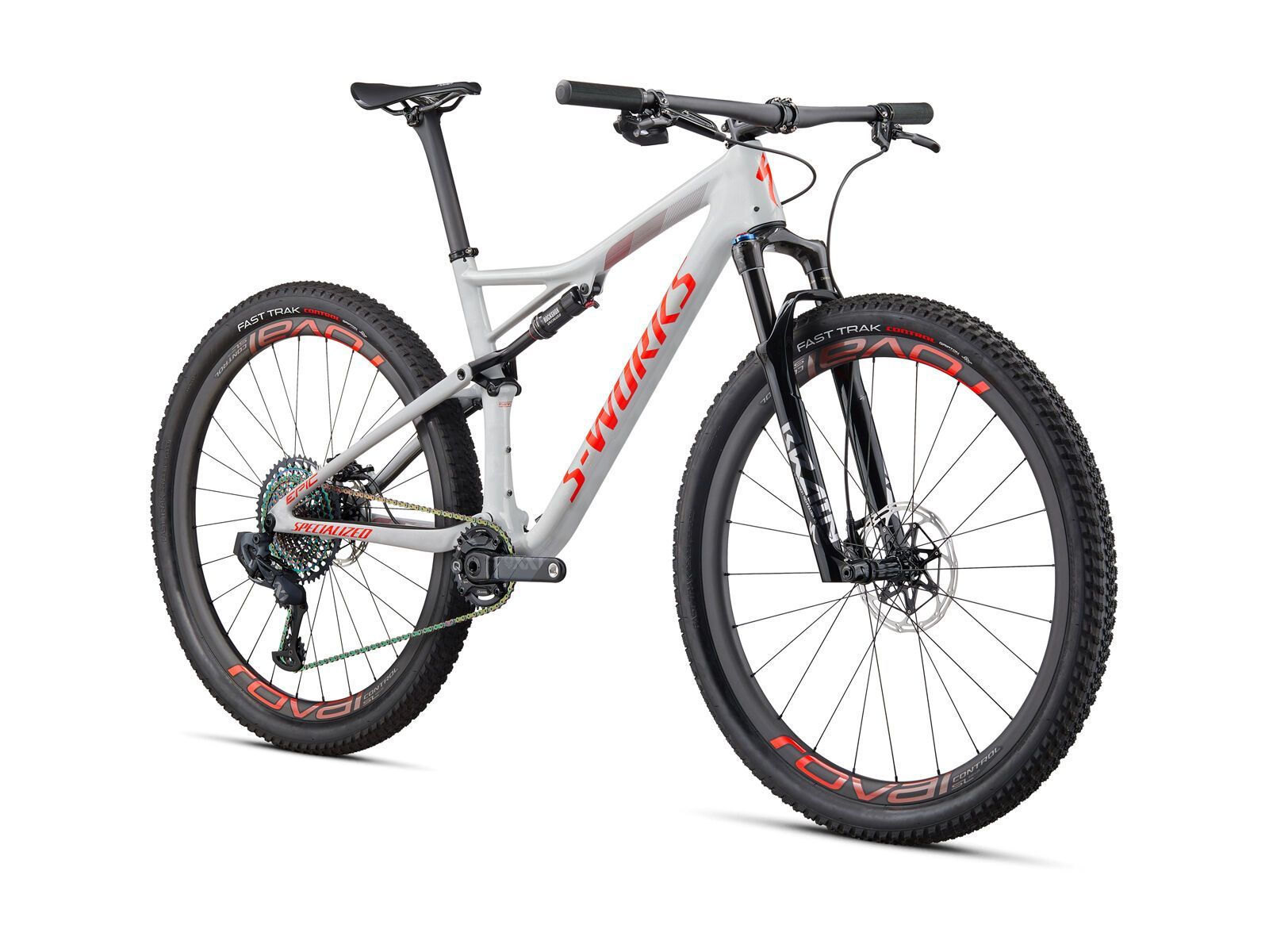 Specialized S-Works Epic AXS, gloss dove grey/rocket red/crimson - Bild 2