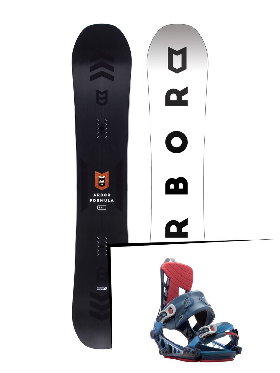 Set: Arbor Formula Mid Wide 2017 + K2 Cinch CTS 2017, blue - Snowboardset - Bild 1