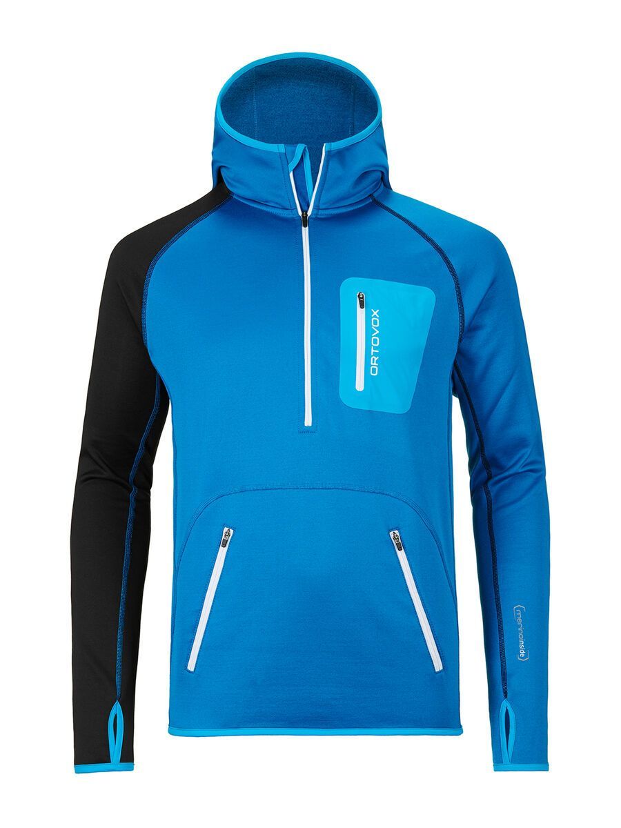 Ortovox Fleece Merino Zip Neck Hoody, blue ocean - Bild 1