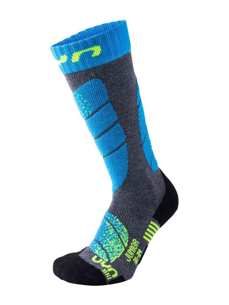 UYN Ski Socks Junior, medium grey melange/turquoise - Bild 1