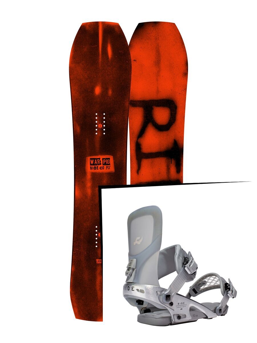 Set: Ride Warpig Large 2017 + Ride Rodeo LTD 2016, silver - Snowboardset - Bild 1