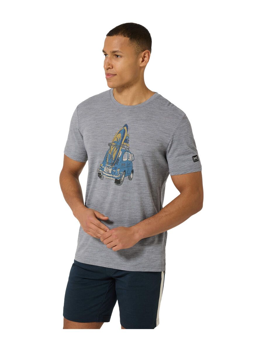 super.natural Carsurf Tee Herren, cashmere grey melange/various - Bild 3