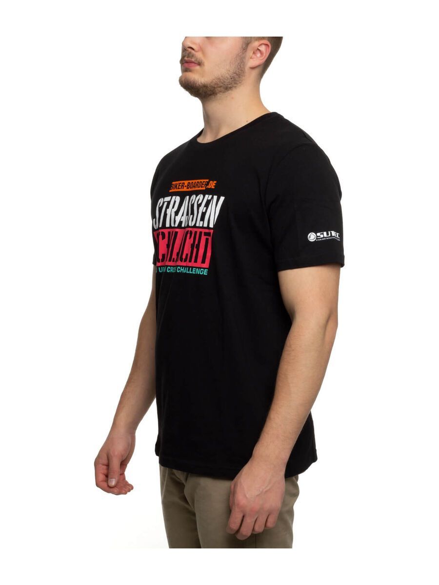 BIKER-BOARDER Strassenschlacht T-Shirt Balken-Logo Unisex, schwarz - Bild 2
