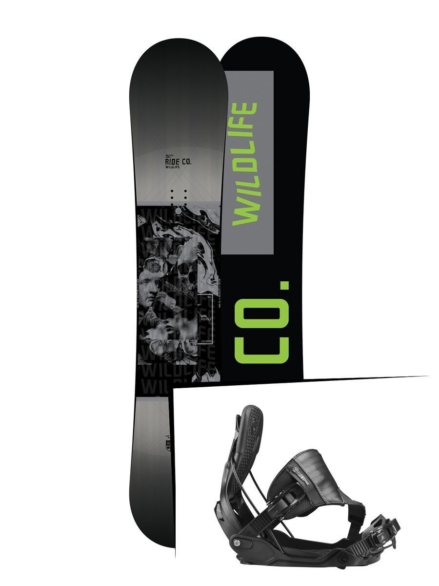 Set: Ride Wild Life 2017 + Flow Five Hybrid 2017, black - Snowboardset - Bild 1