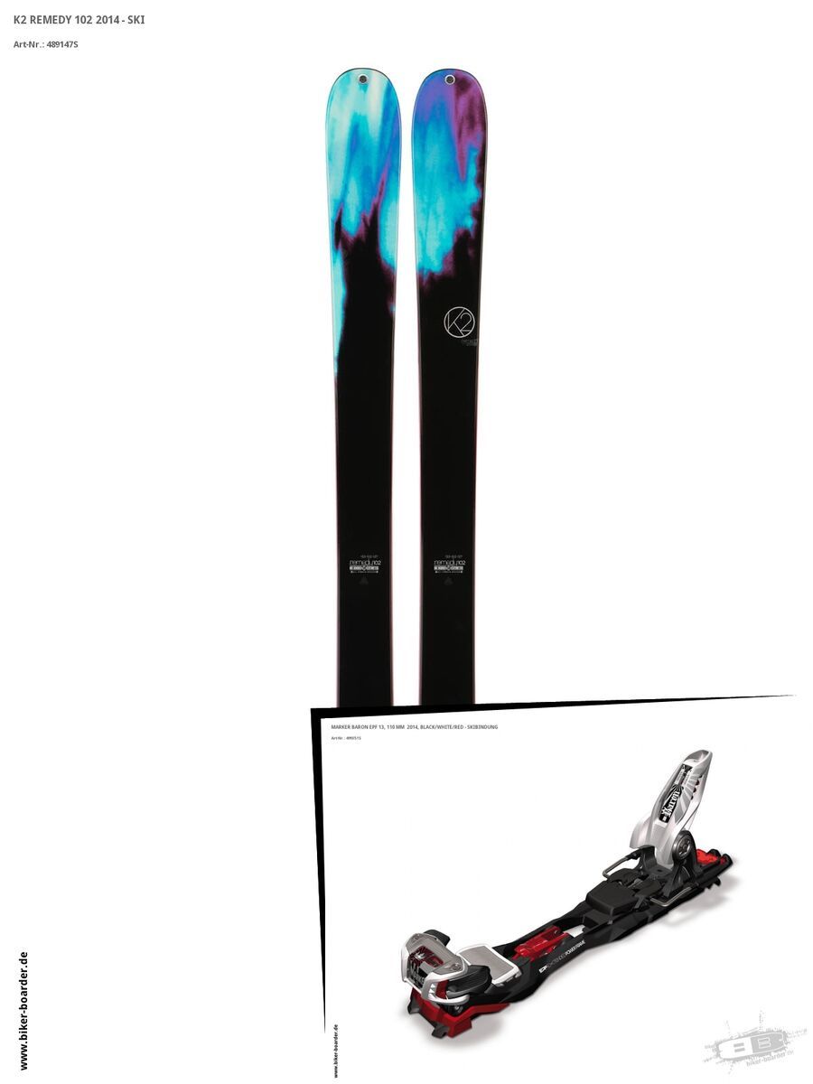 K2 SKI Set: Remedy 102 2014 + Marker Baron EPF 13 - Bild 1
