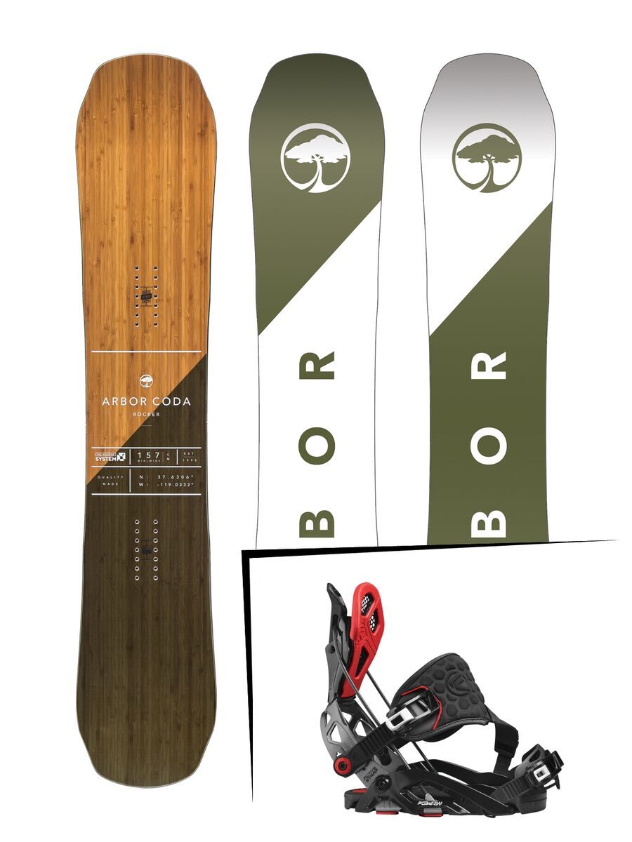 Set: Arbor Coda Rocker 2017 + Flow Fuse-GT Hybrid 2017, black/red - Snowboardset - Bild 1