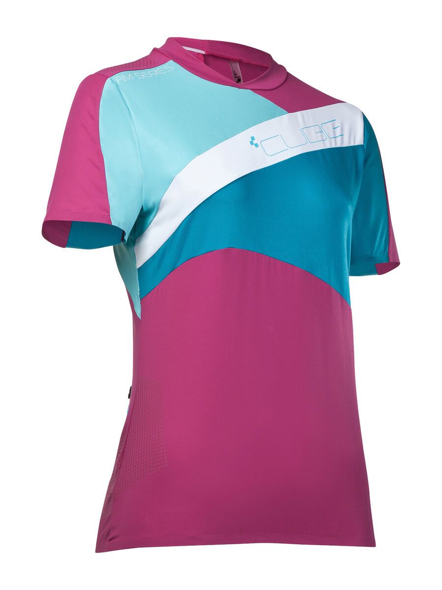 Cube AM WLS Rundhalstrikot kurzarm, berry´n´blue - Bild 1