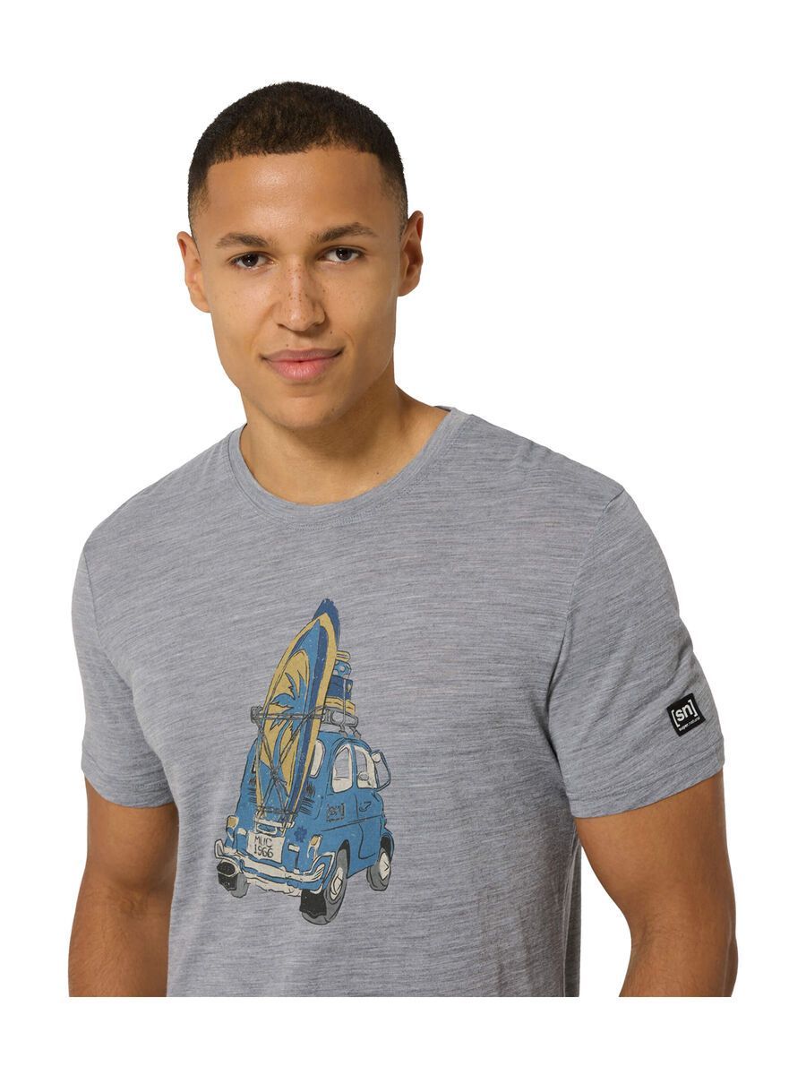 super.natural Carsurf Tee Herren, cashmere grey melange/various - Bild 4