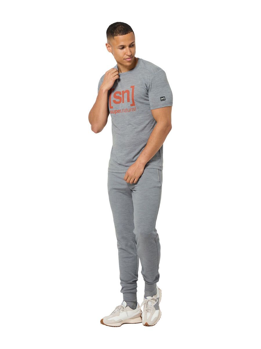 super.natural Logo Tee Herren, cashmere grey melange/chilli - Bild 3
