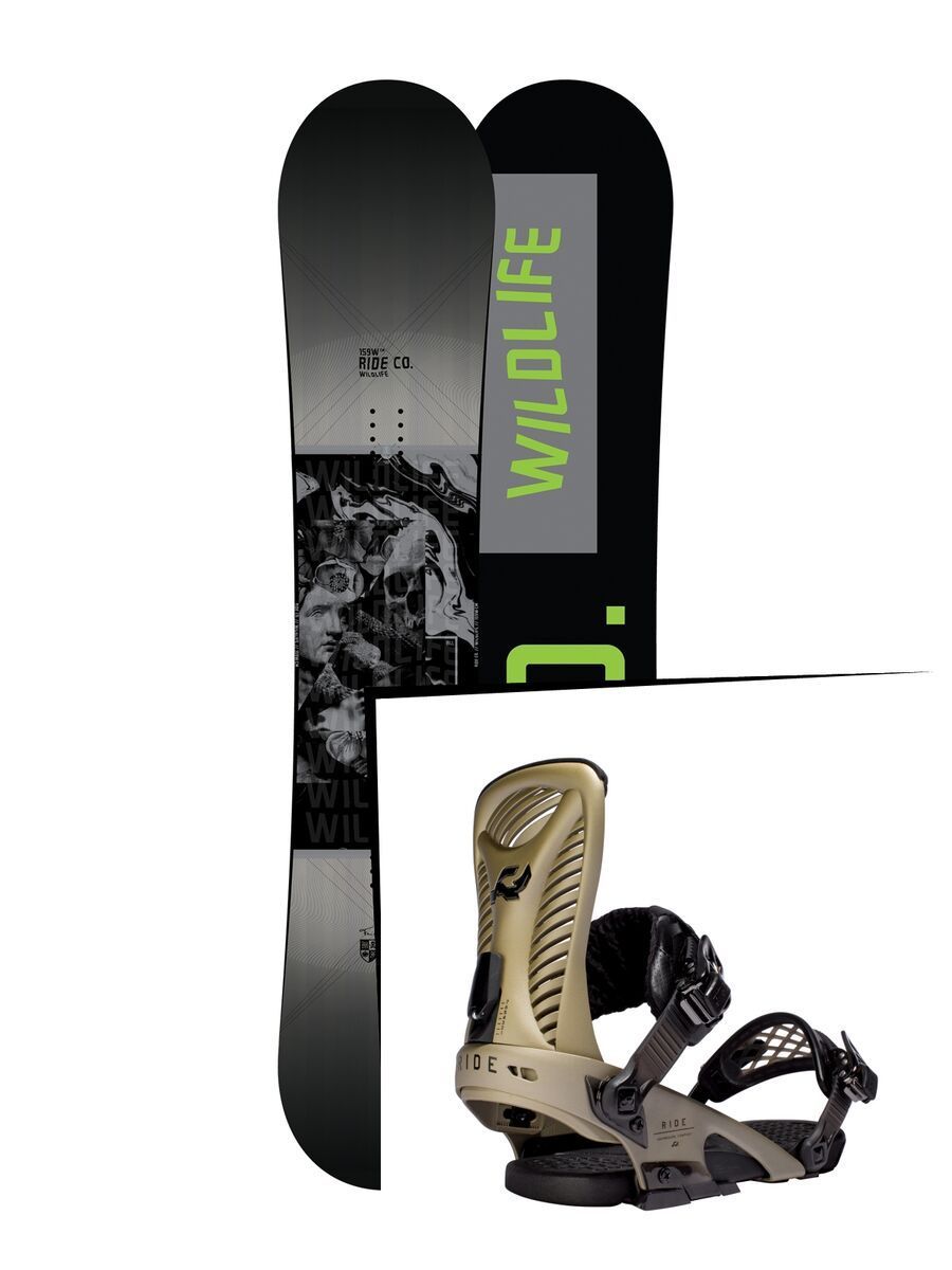 Set: Ride Wild Life Wide 2017 + Ride Capo 2016, gold - Snowboardset - Bild 1