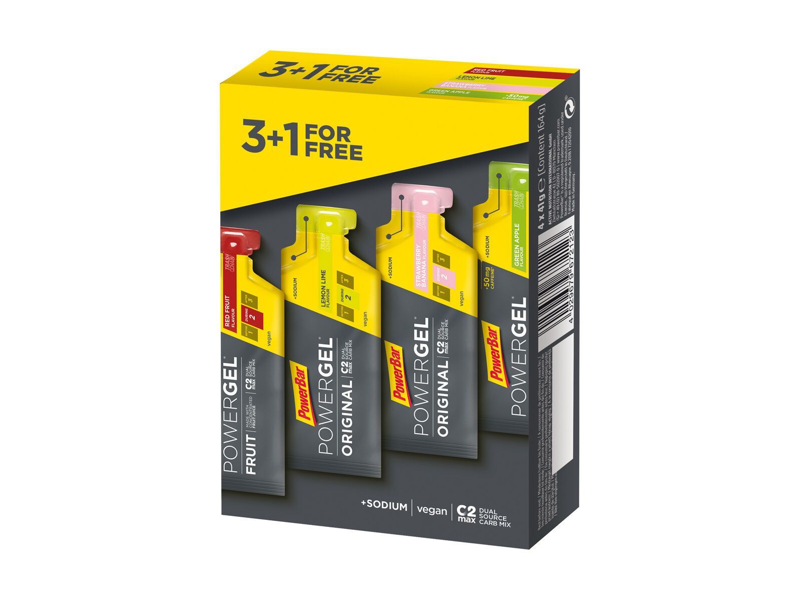 PowerBar Powergel Multiflavour Pack 3+1 - Strawberry-Banana, Green Apple, Lemon-Lime, Red Fruit - Bild 1