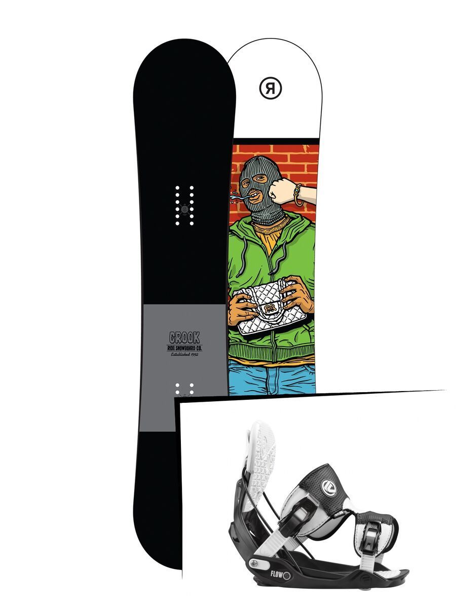 Set: Ride Crook 2017 + Flow Five 2016, stormtrooper - Snowboardset - Bild 1