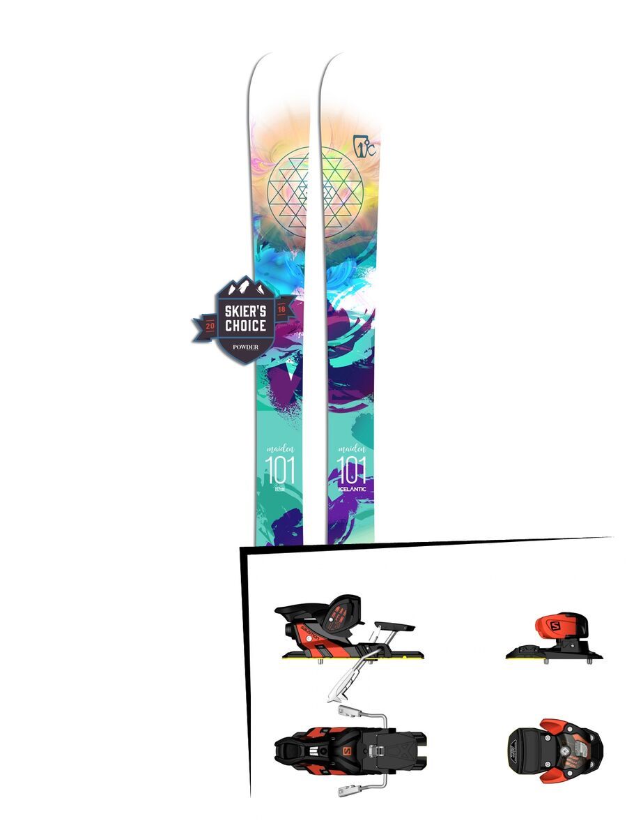Set: Icelantic Maiden 101 2018 + Salomon Warden MNC 13 white/black/orange - Bild 1