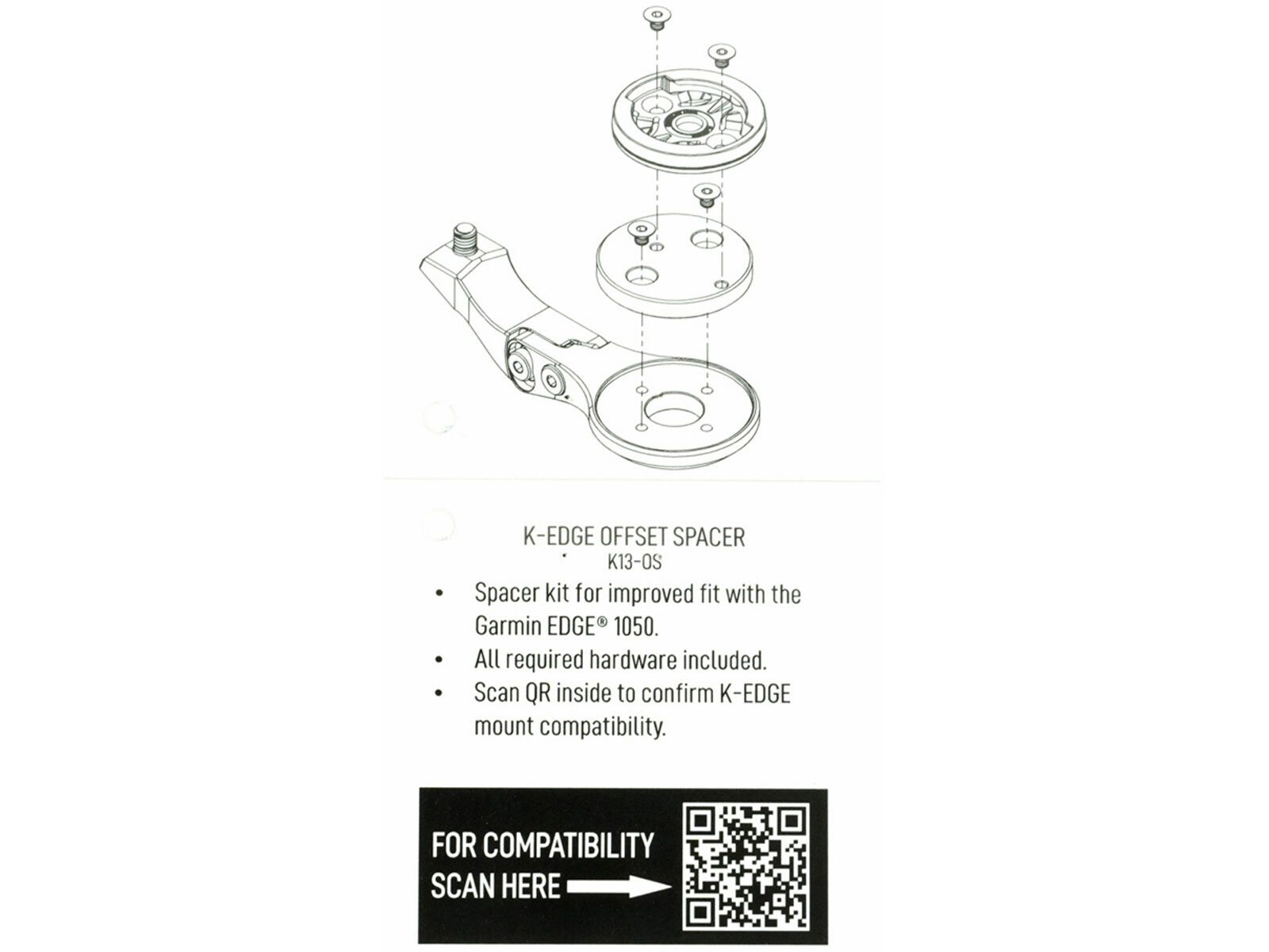 K-Edge Offset Spacer for Garmin Edge 1050, black - Bild 3