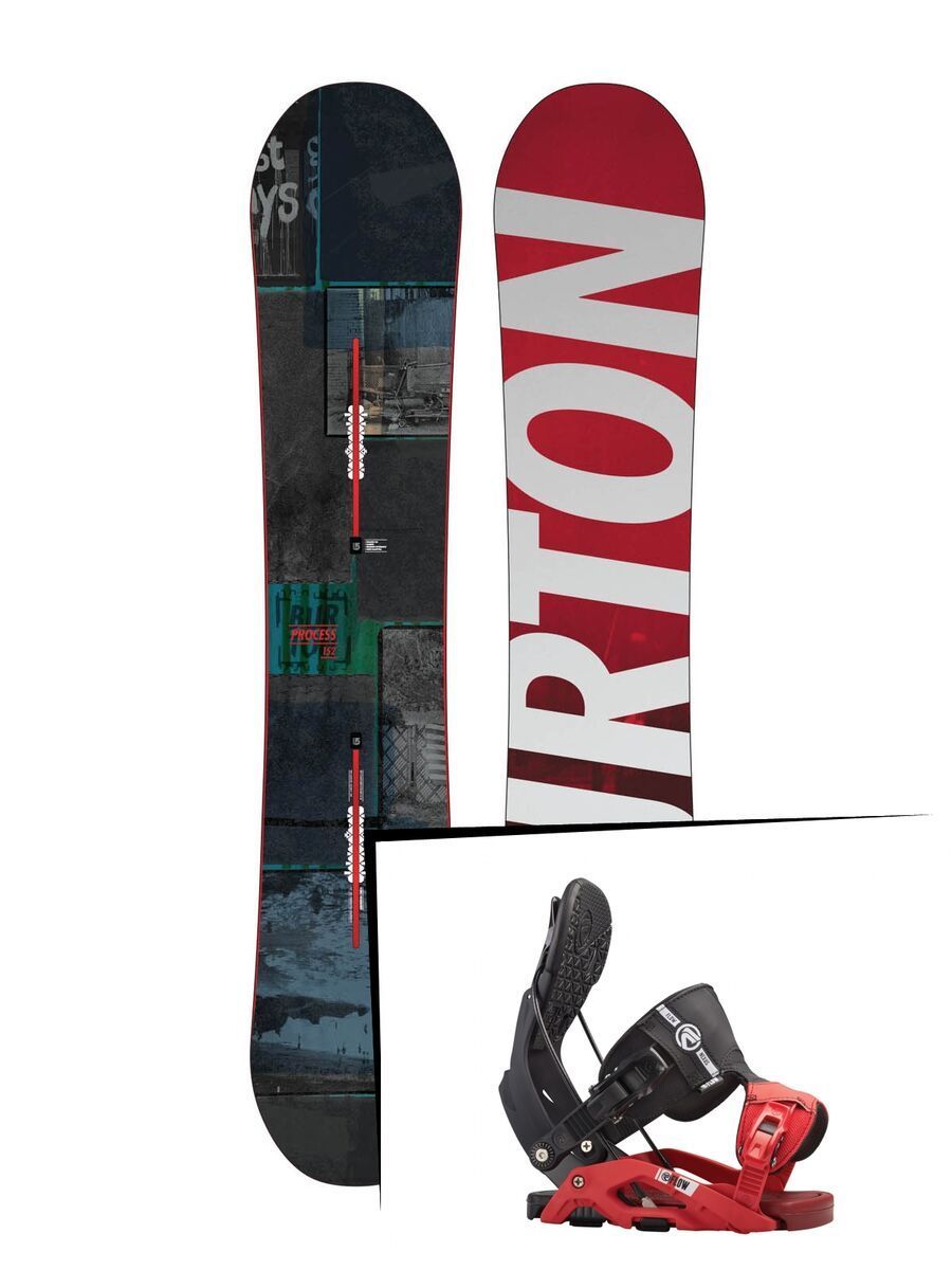 Set: Burton Process 2015 + Flow Nexus 2016, black/red - Snowboardset - Bild 1
