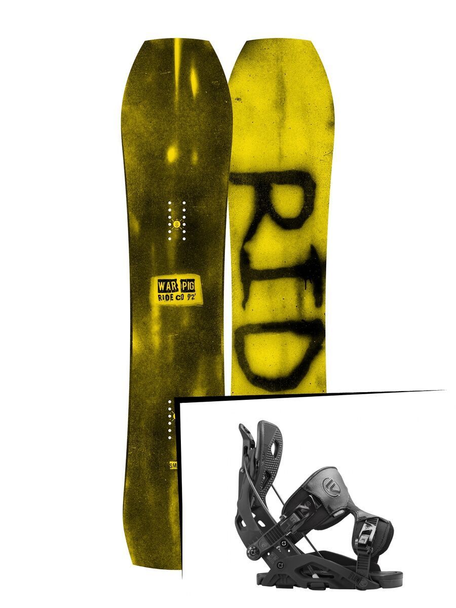 Set: Ride Warpig Small 2017 + Flow Fuse 2016, black - Snowboardset - Bild 1