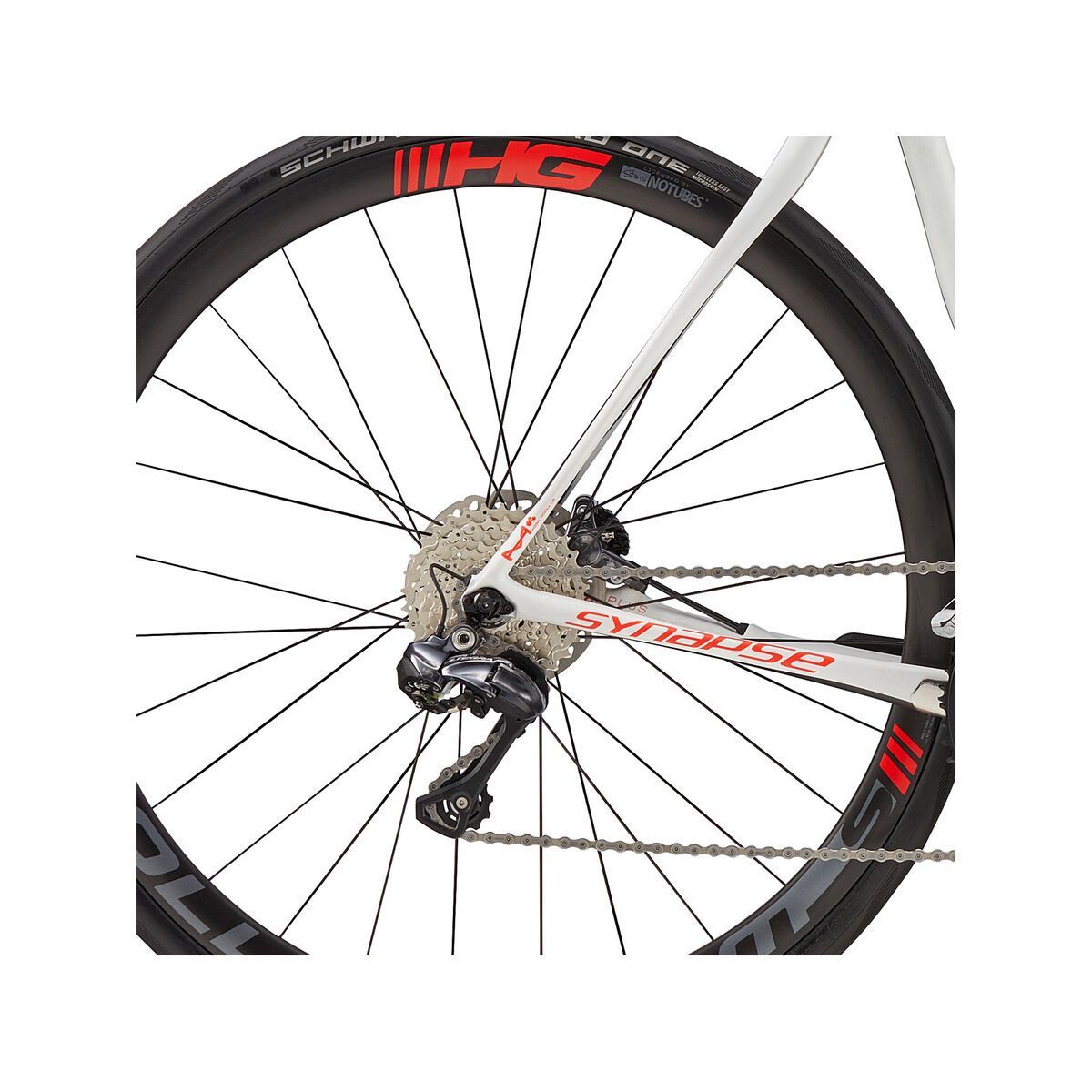 Cannondale Synapse Hi-Mod Disc Ultegra Di2, cashmere w/ acid red and nearly black, satin - CAS - Bild 4