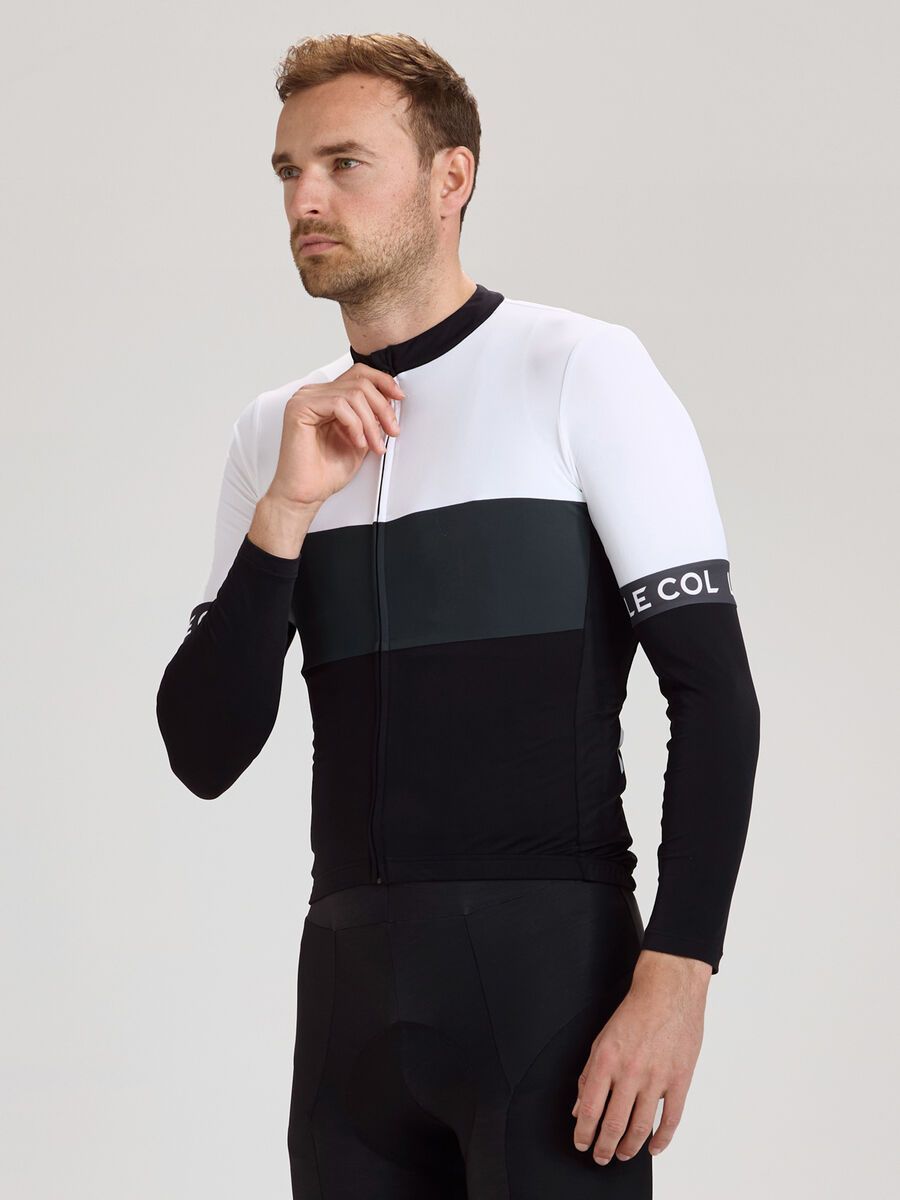 Le Col Sport Tricolour Long Sleeve Jersey, black/grey/white - Bild 3