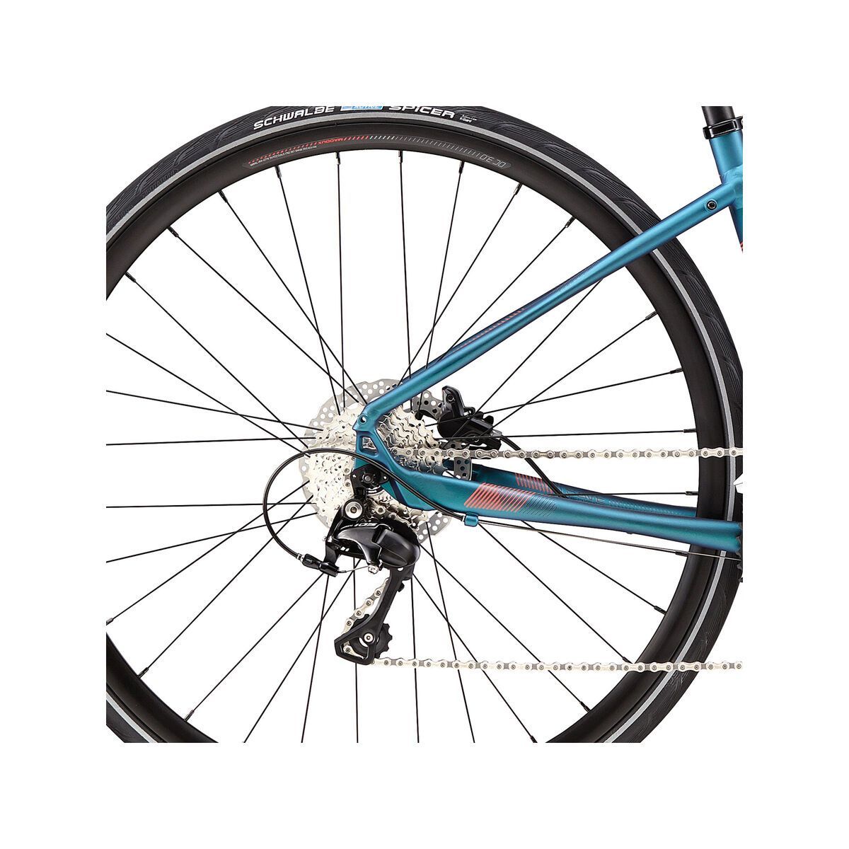 Cannondale Quick 1 Disc Women's, deep teal w/ acid red and midnight blue, reflective detail, matte - DTE - Bild 4