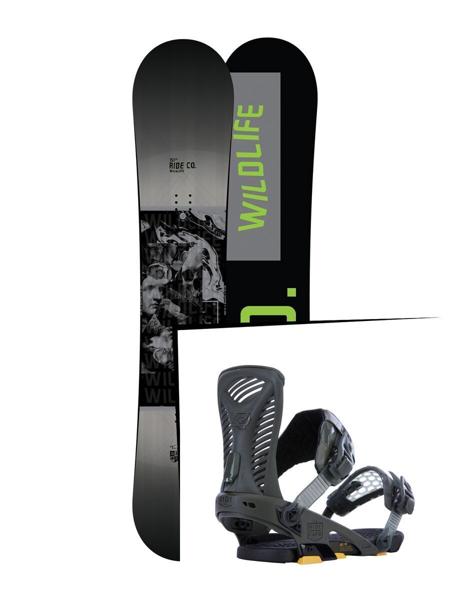 Set: Ride Wild Life 2017 + Ride Capo 2015, matte olive - Snowboardset - Bild 1