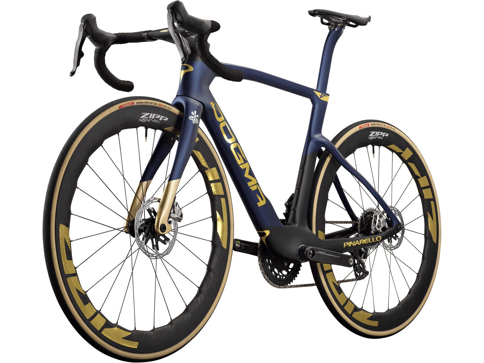 Pinarello Dogma F Red AXS 2x12 / ZIPP WH454 NSW Gold Decal, Team Q36.5 Replica - Bild 3