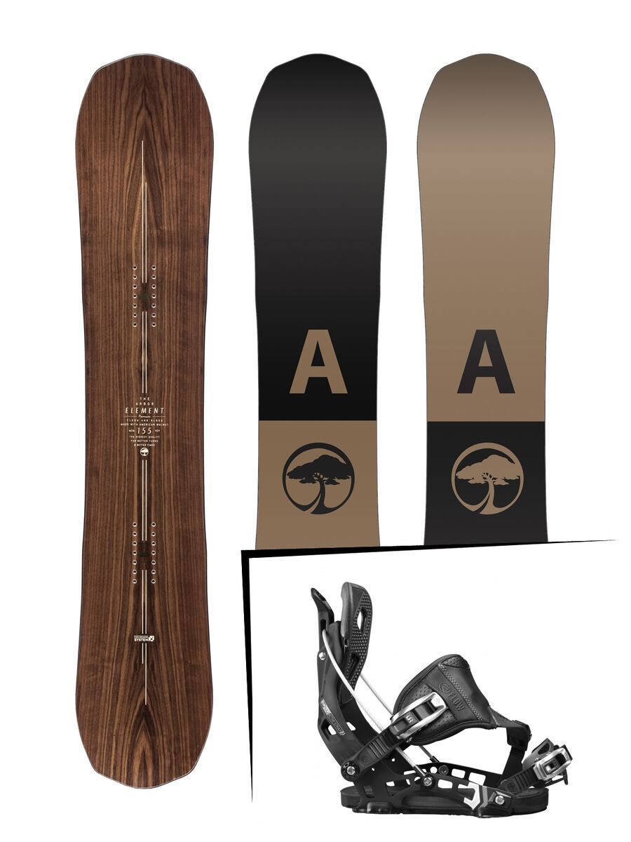 Set: Arbor Element Premium Mid Wide 2017 + Flow NX2 Hybrid 2017, black - Snowboardset - Bild 1