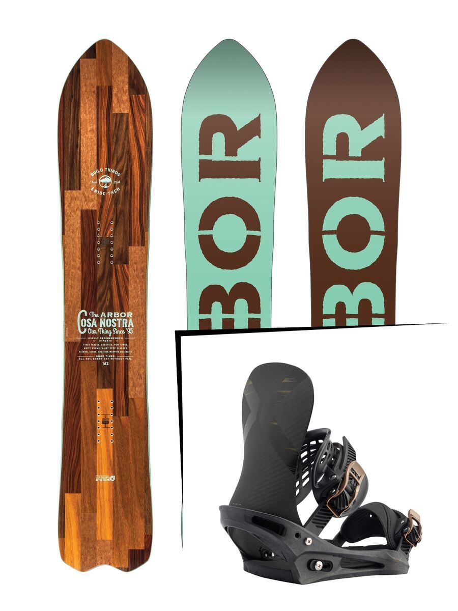 Set: Arbor Cosa Nostra 2017 + Burton X-Base 2017, black mag - Snowboardset - Bild 1
