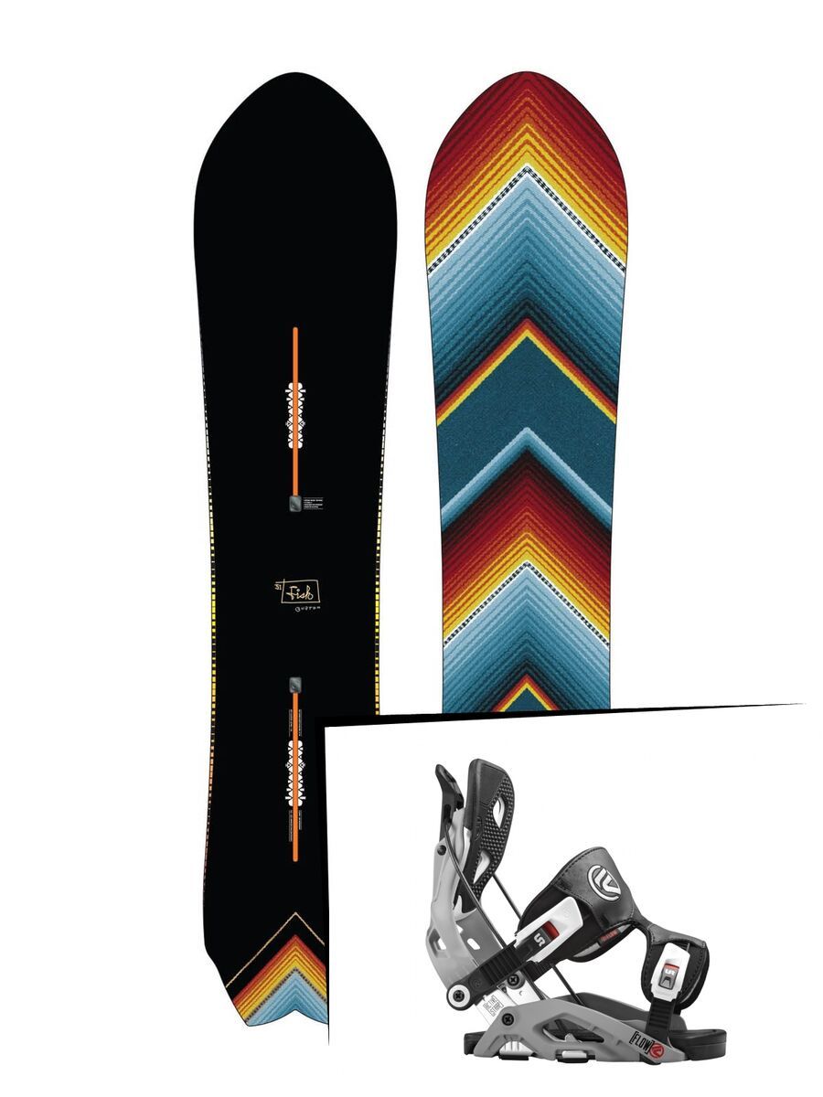 Set: Burton Fish Small 2015 + Flow Fuse 2016, grey - Snowboardset - Bild 1