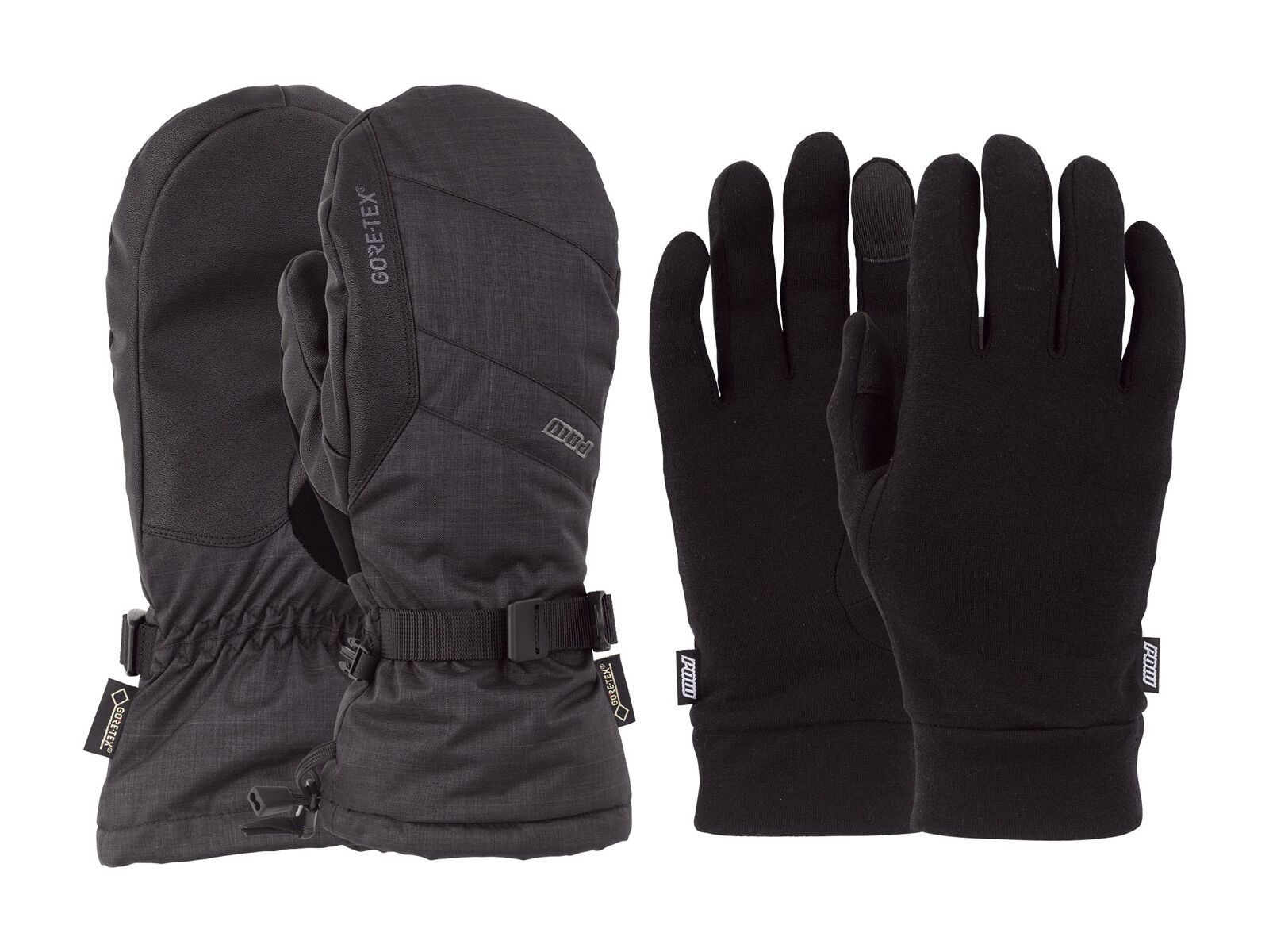 POW Gloves Warner Gore-Tex Long Mitt + Merino Liner, black - Bild 2
