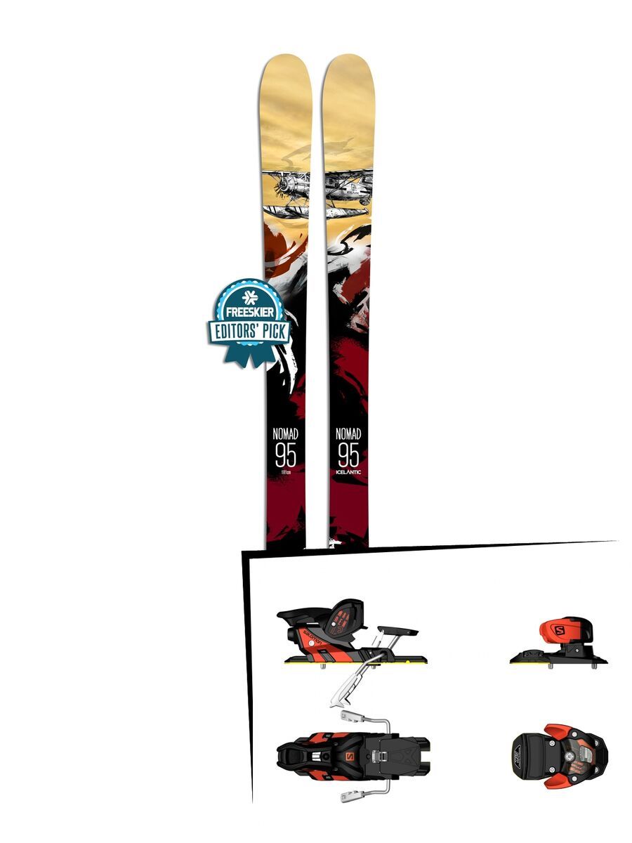 Set: Icelantic Nomad 95 2018 + Salomon Warden MNC 13 white/black/orange - Bild 1