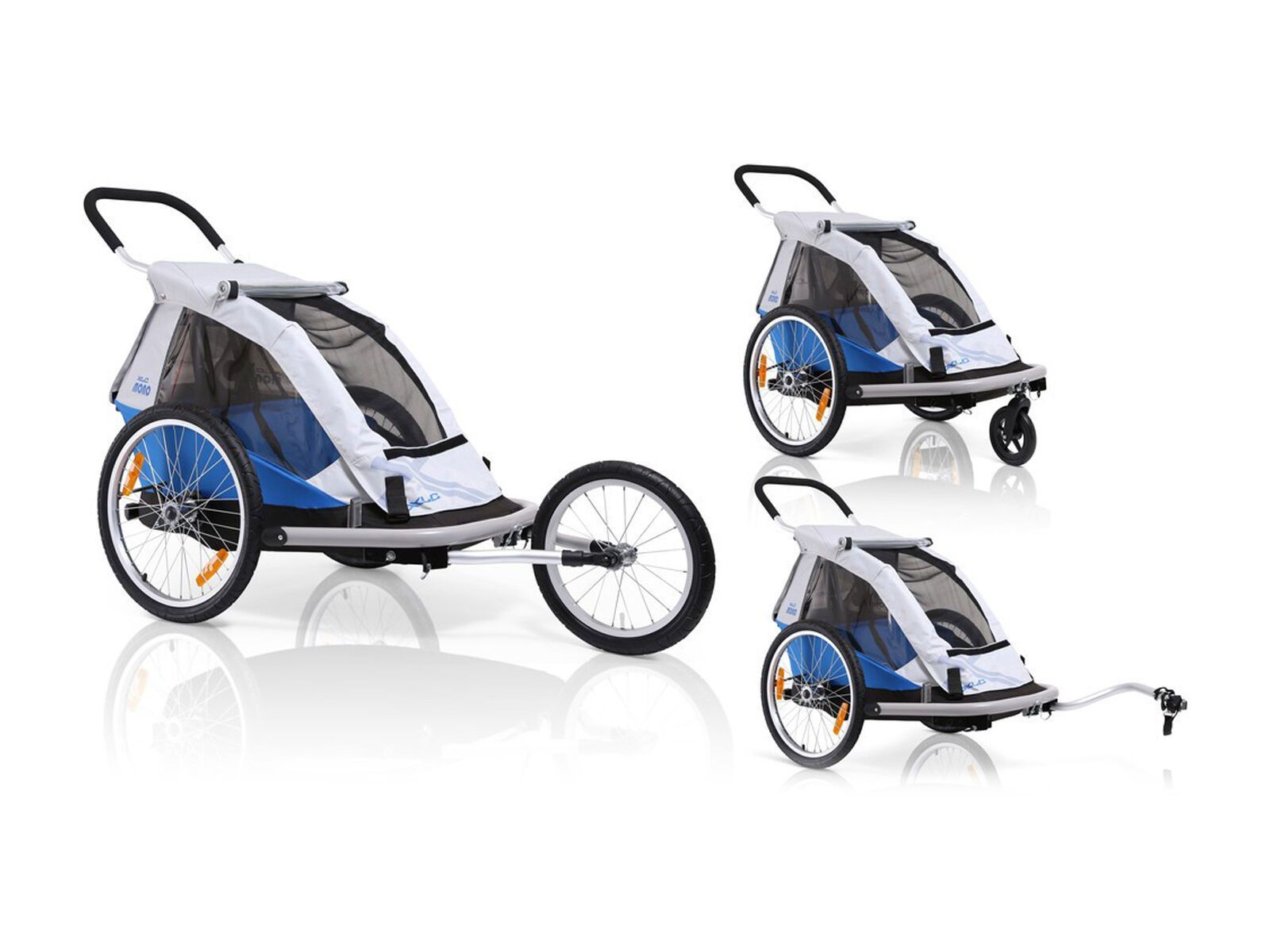 XLC Kinderanhänger Mono / 3-in-One, silber/blau - Bild 1