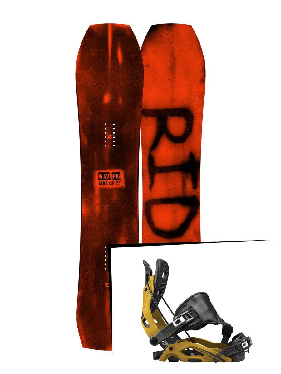 Set: Ride Warpig Large 2017 + Flow Fuse Hybrid 2017, mustard - Snowboardset - Bild 1