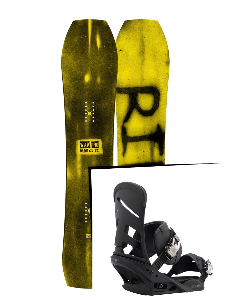 Set: Ride Warpig Small 2017 + Burton Mission 2017, black - Snowboardset - Bild 1