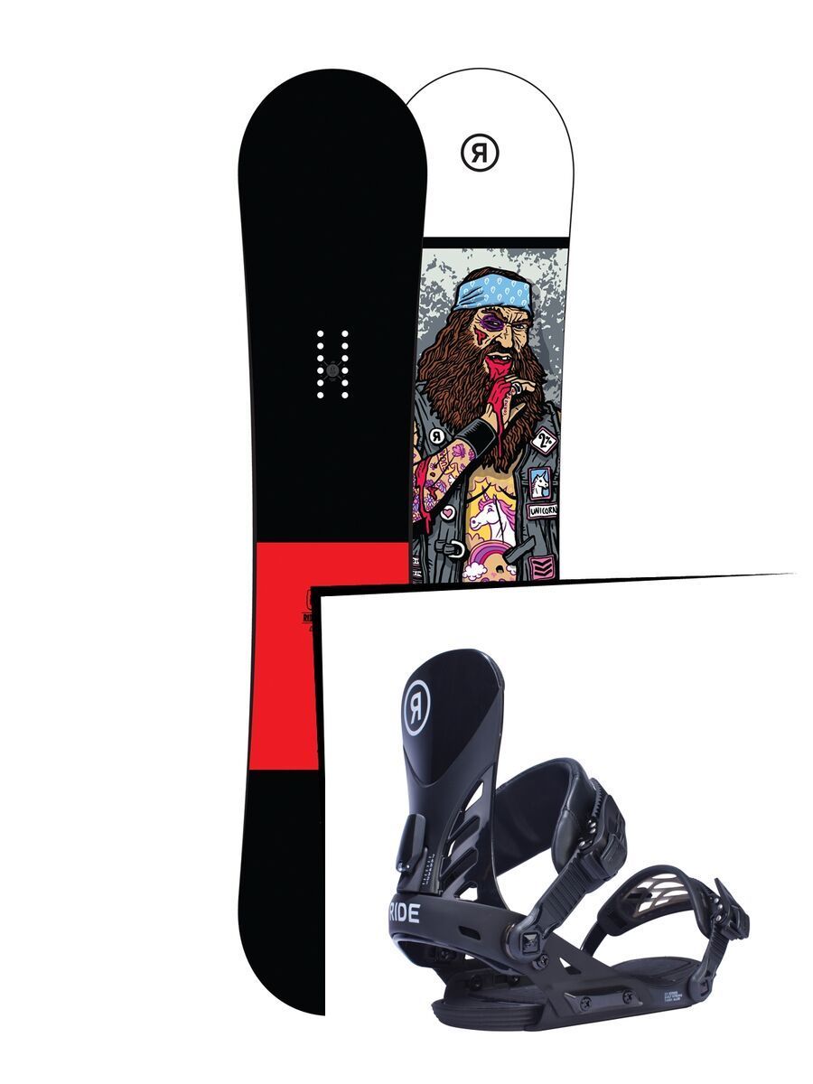 Set: Ride Crook Wide 2017 + Ride EX, black - Snowboardset - Bild 1