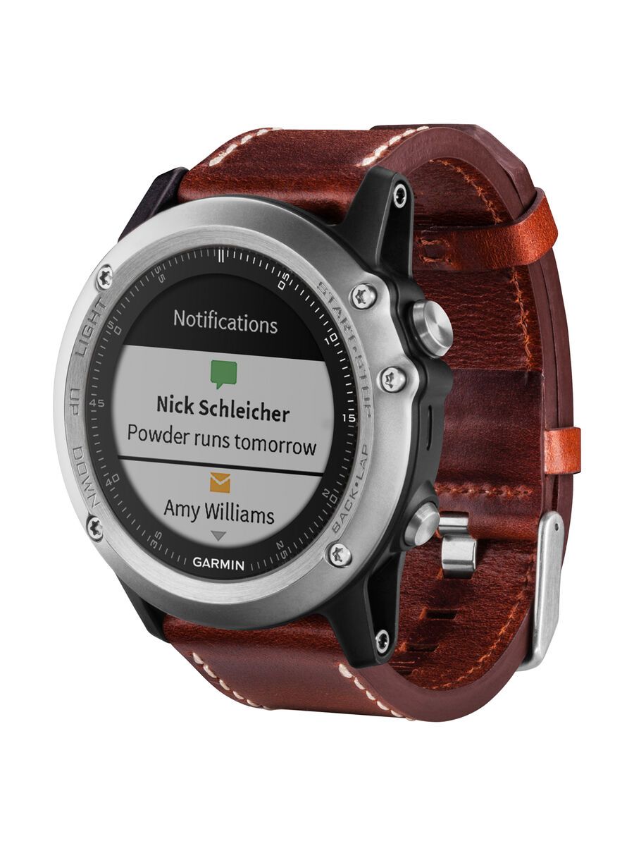 Garmin fenix 3 mit Saphirglas, Lederarmband, silber - Bild 2