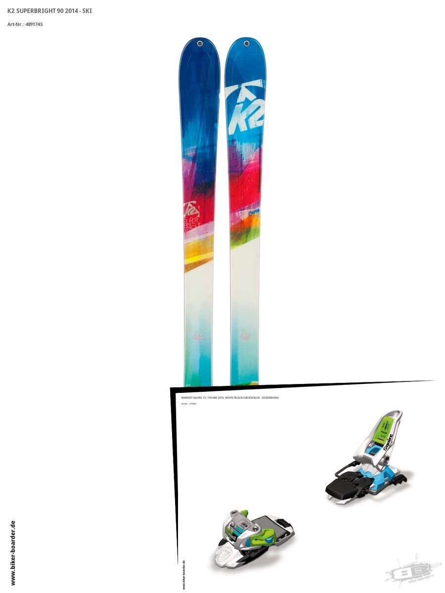 K2 SKI Set: SuperBright 90 2014 + Marker Squire 11 - Bild 1
