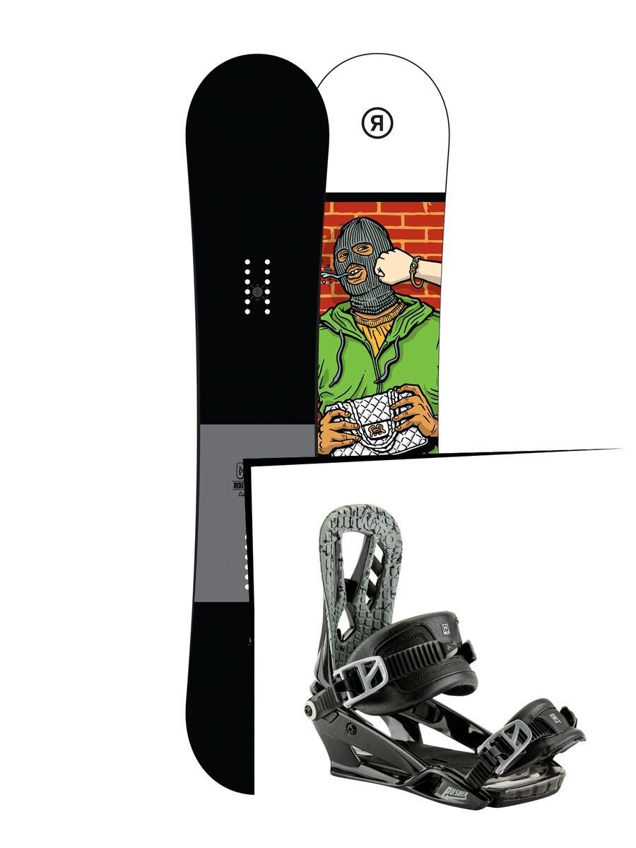 Set: Ride Crook 2017 + Nitro Pusher 2017, black - Snowboardset - Bild 1