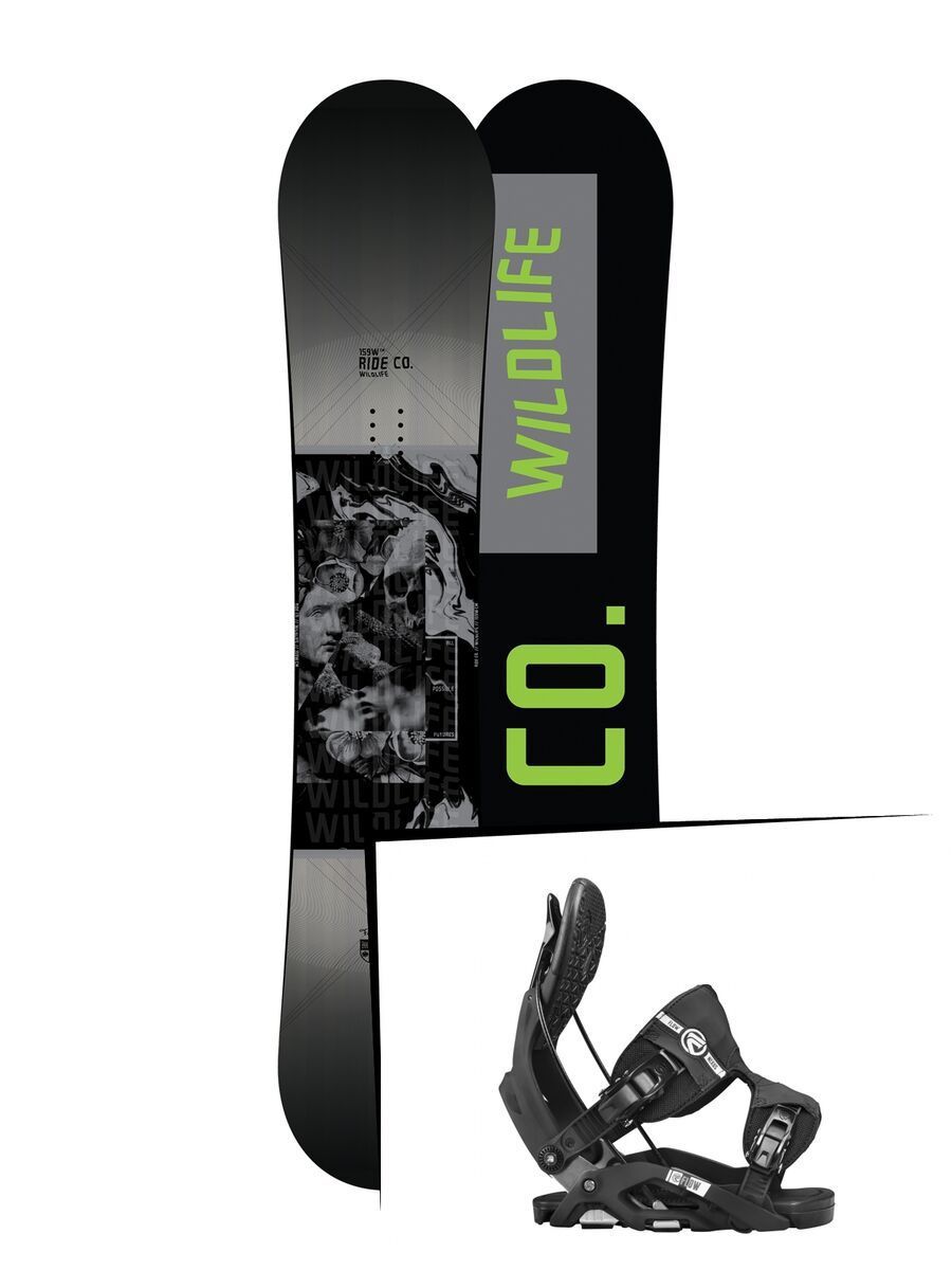 Set: Ride Wild Life Wide 2017 + Flow Nexus 2017, black - Snowboardset - Bild 1
