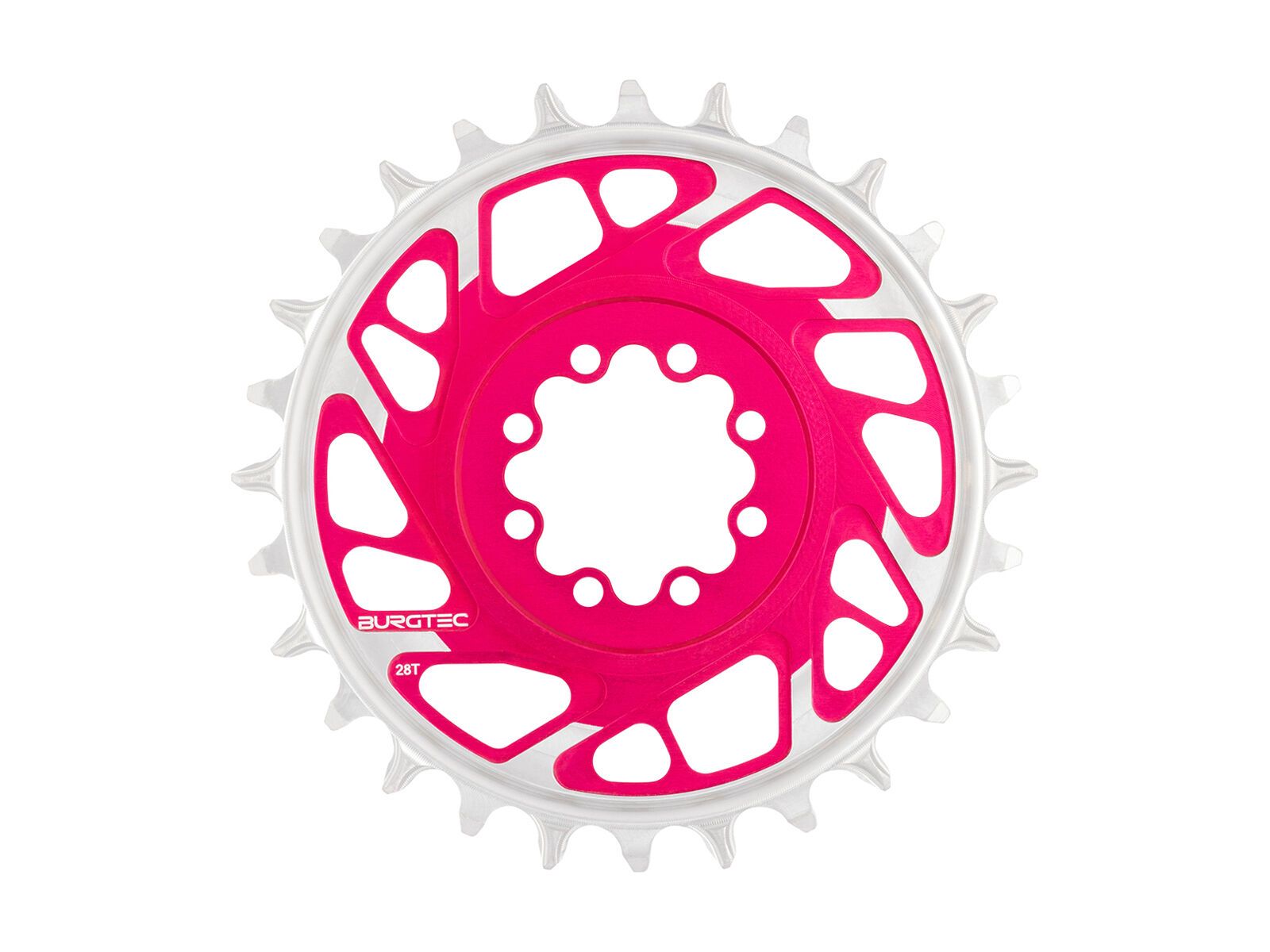 Burgtec 3 mm Offset Thick Thin Chainring SRAM 8-Bolt, toxic barbie pink - Bild 1