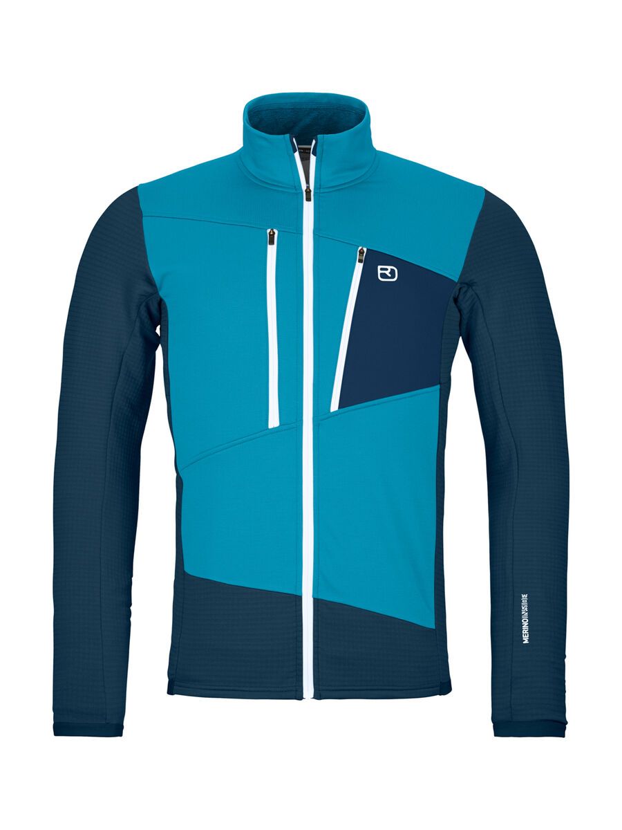 Ortovox Merino Fleece Grid Jacket M, mountain blue - Bild 1