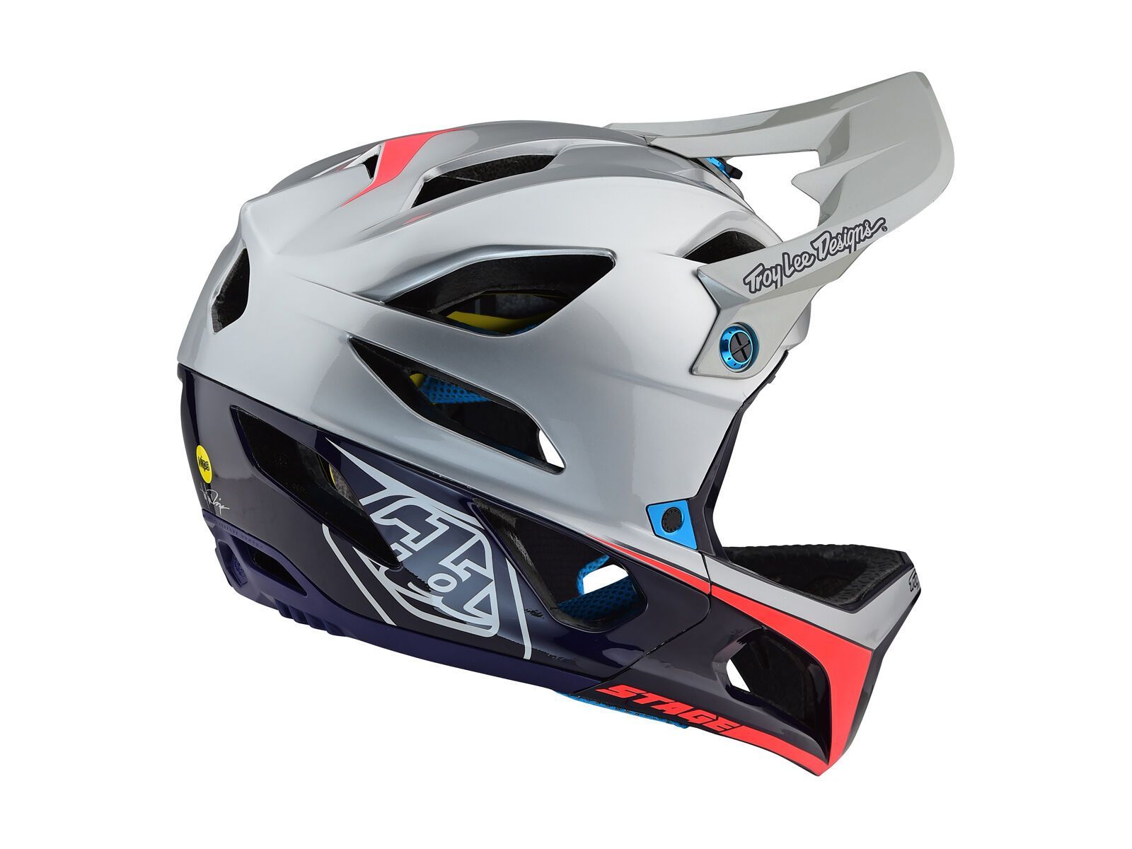 TroyLee Designs Stage Race Helmet MIPS, silver/navy - Bild 5