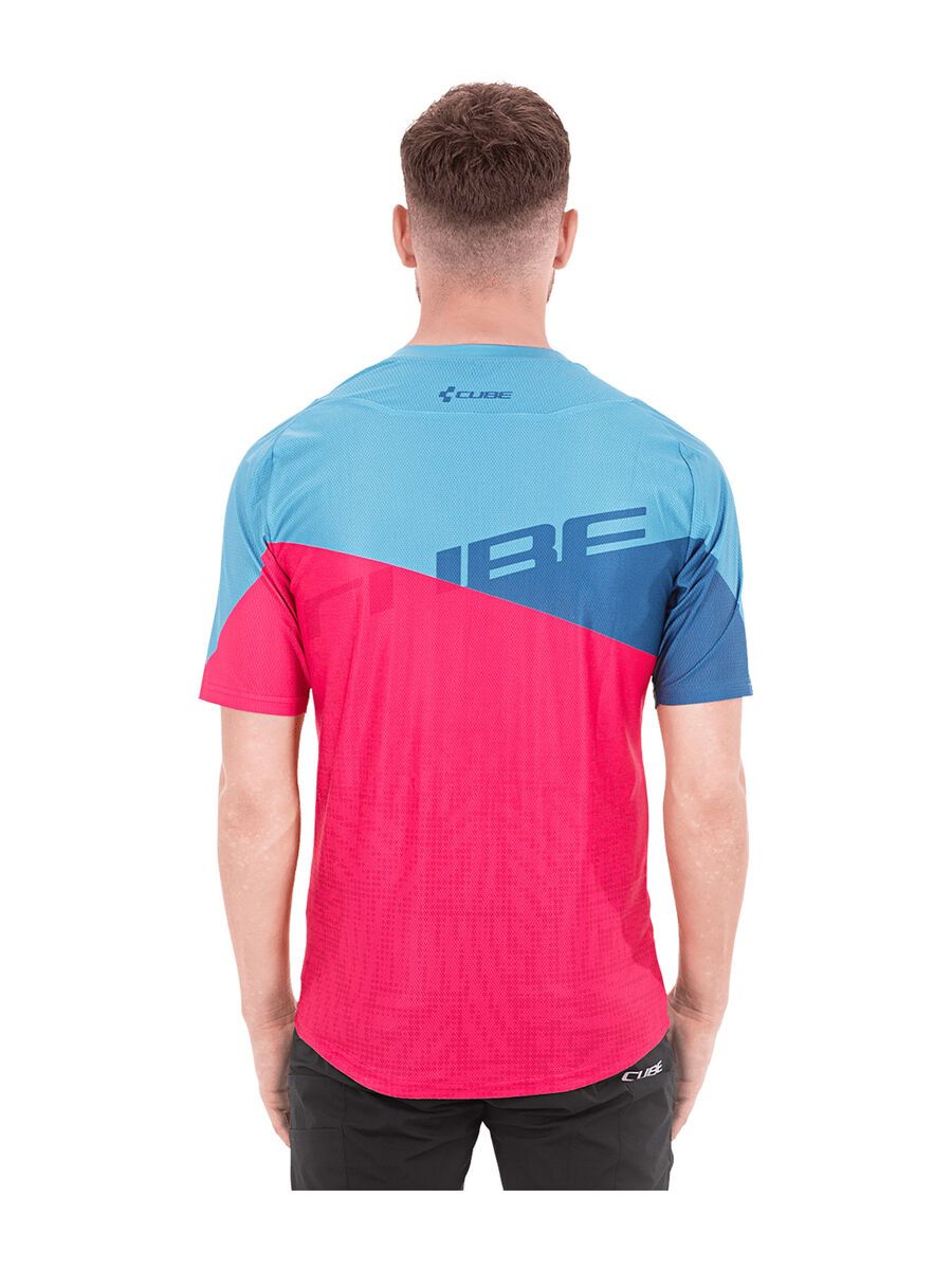 Cube Edge Rundhalstrikot kurzarm, pink´n´blue - Bild 3