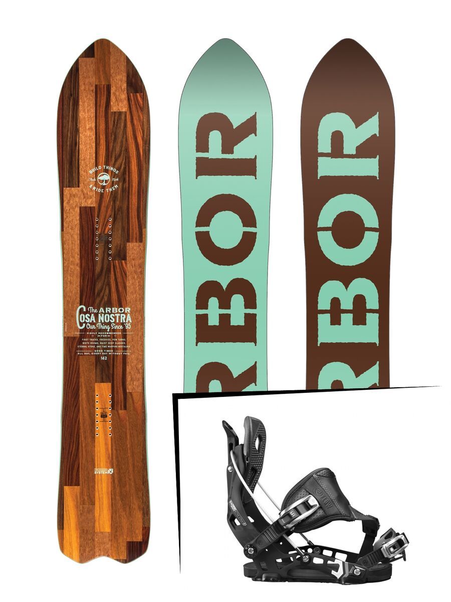 Set: Arbor Cosa Nostra 2017 + Flow NX2 Hybrid 2017, black - Snowboardset - Bild 1