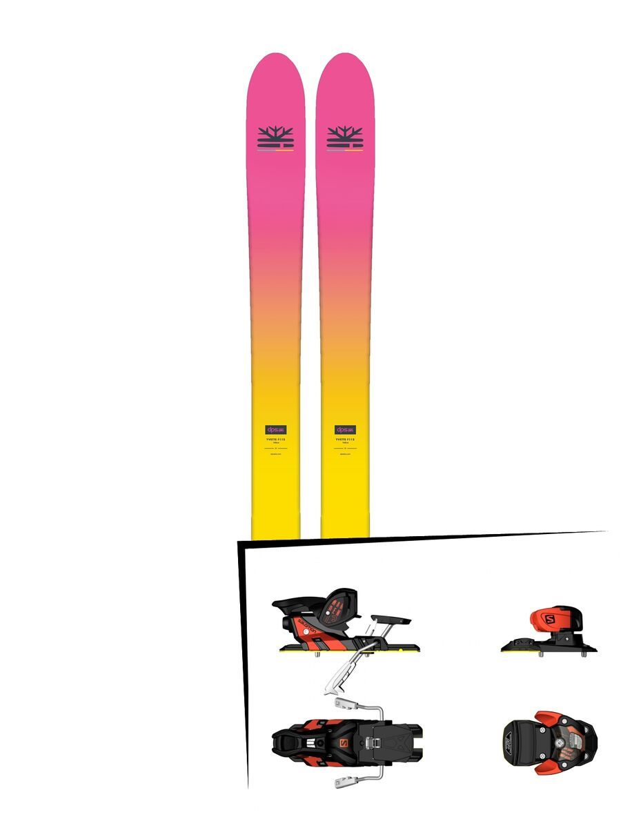 Set: DPS Skis Yvette 112 RP2 Foundation 2018 + Salomon Warden MNC 13 white/black/orange - Bild 1