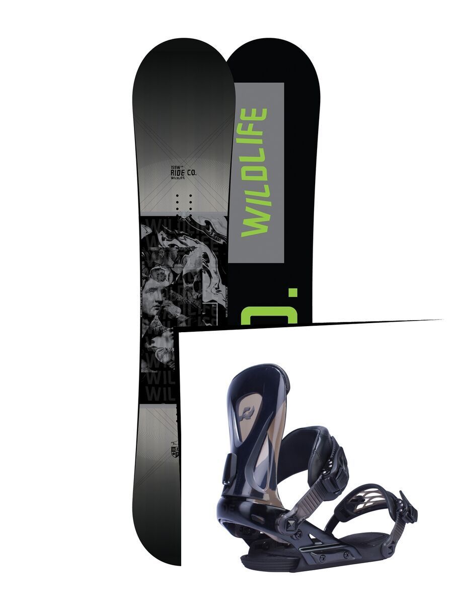 Set: Ride Wild Life Wide 2017 + Ride Revolt 2017, black - Snowboardset - Bild 1