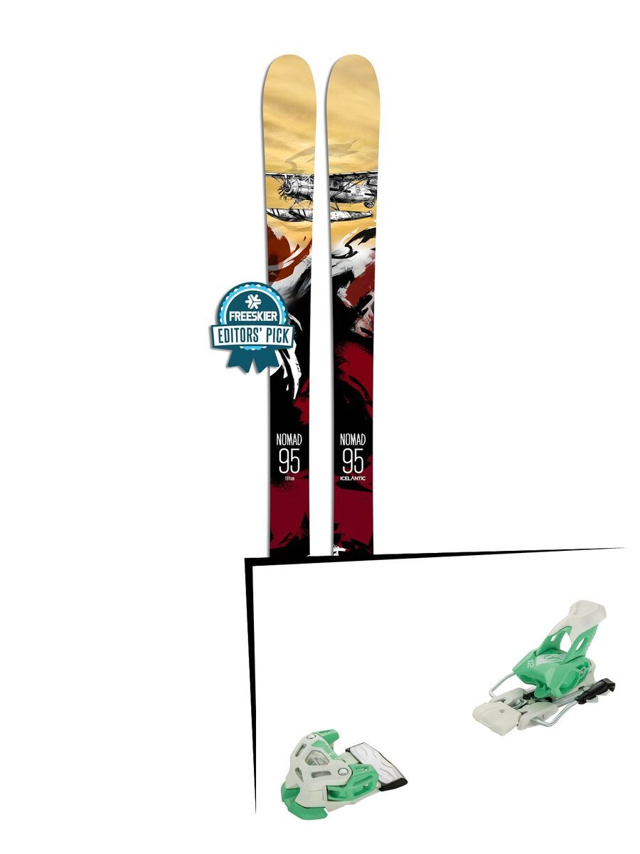 Set: Icelantic Nomad 95 2018 + Tyrolia Attack 12 solid white mint - Bild 1