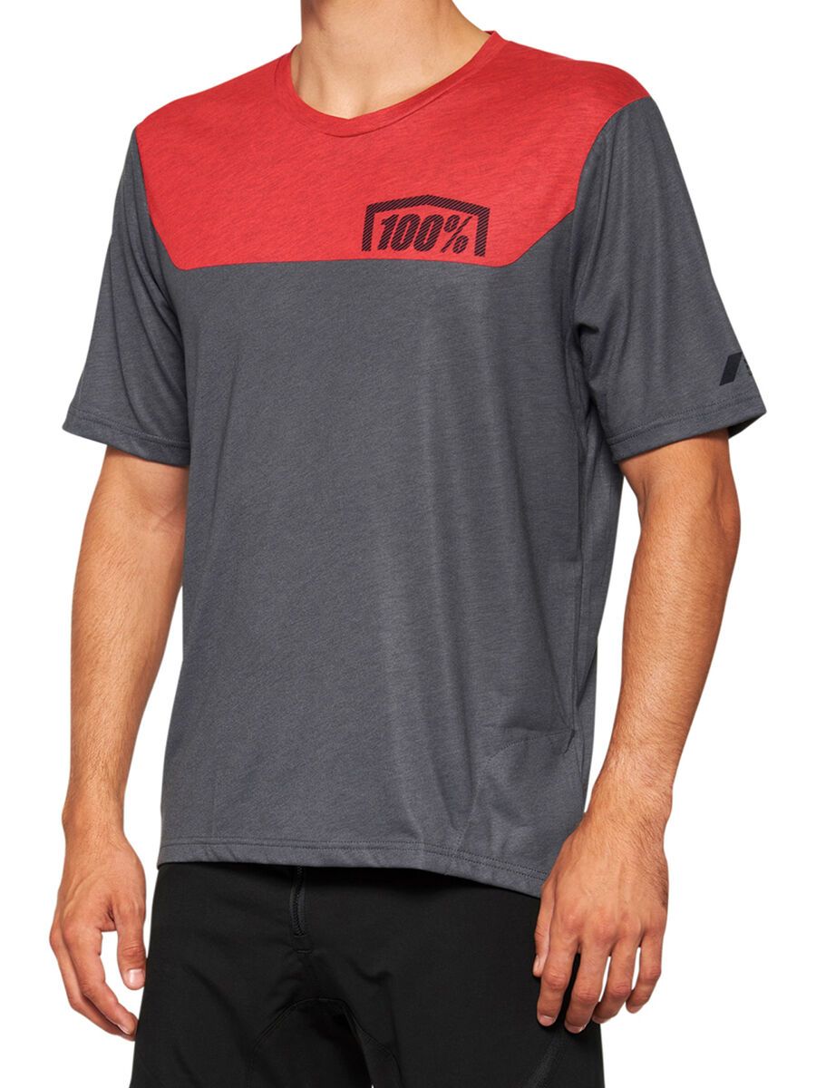 100% Airmatic Short Sleeve Jersey, charcoal/racer red - Bild 1