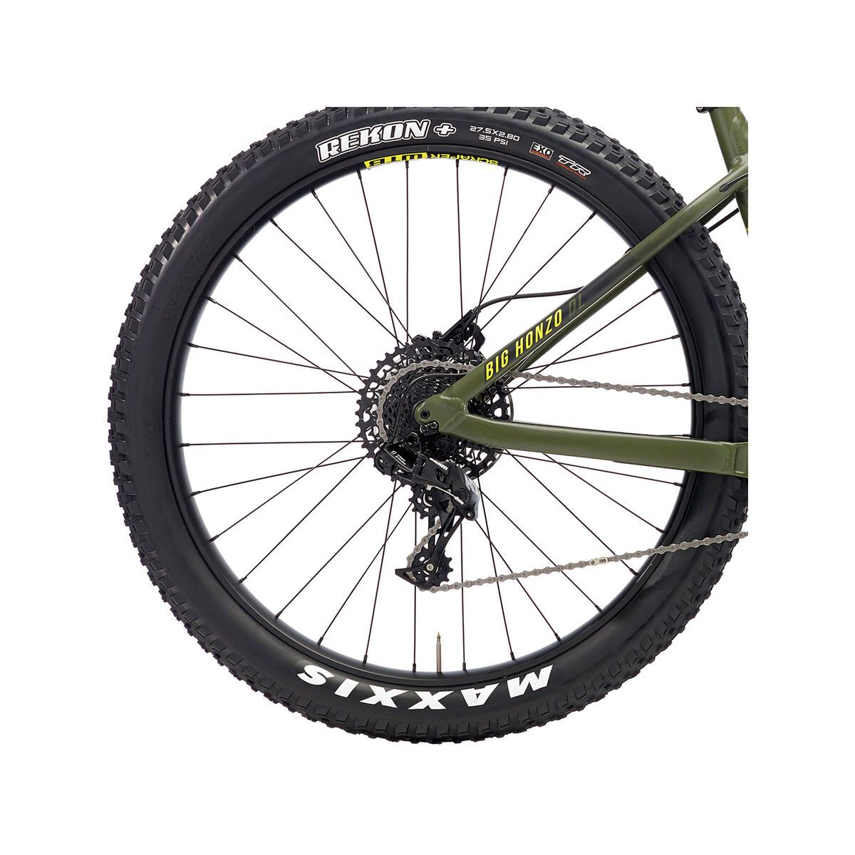 Kona Big Honzo DL, matt olive w/ charcoal & yellow decals - Bild 5