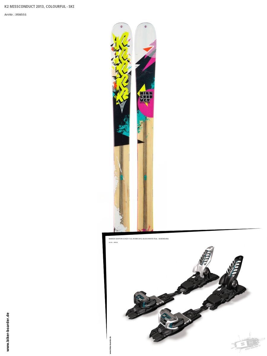 K2 SKI Set: Missconduct 2013 + Marker Griffon Schizo 13 - Bild 1