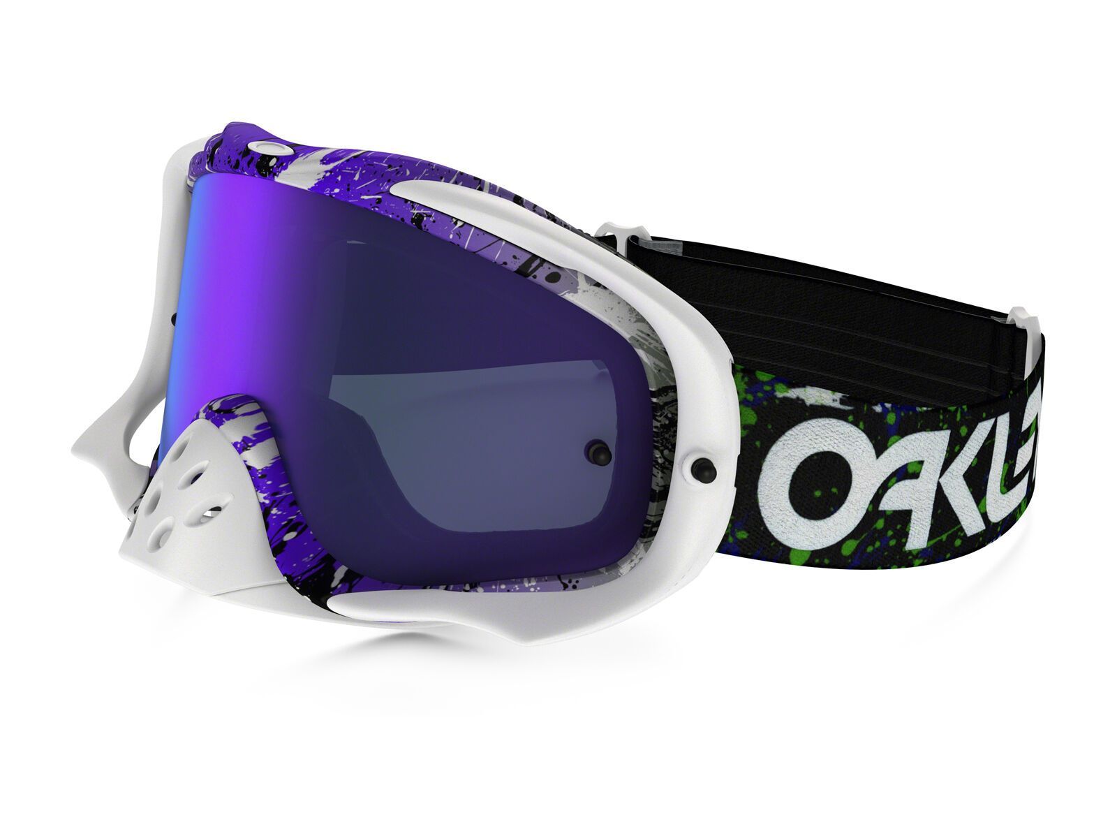Oakley Crowbar MX inkl. Wechselscheibe, factory pilot splatter green/purple/Lens: violet iridium - Bild 1